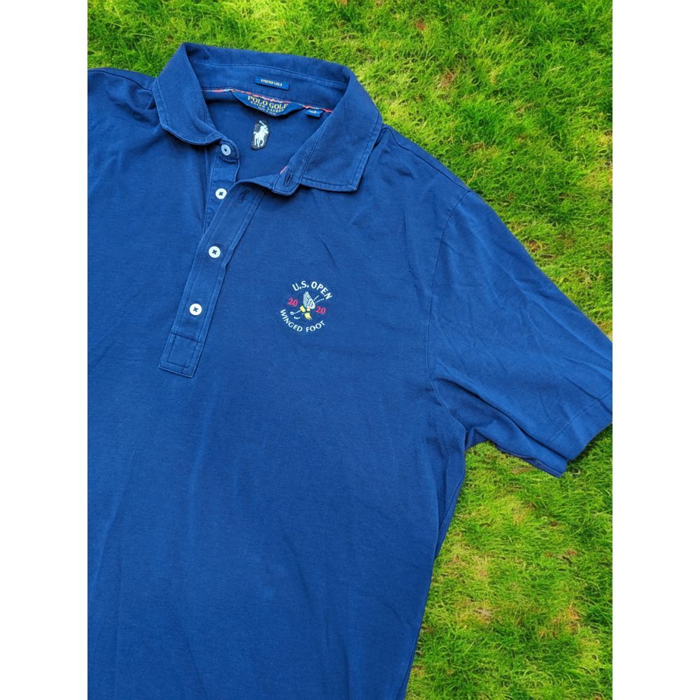 Ralph Lauren Polo Golf Shirt Large‎ Stretch Lisle Blue US Open Winged Foot 2020